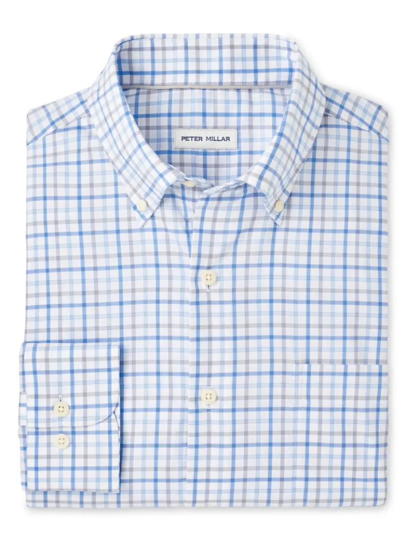 PETER MILLAR CALGARY CROWN LITE COTTON-STRETCH SPORT SHIRT - BLUE POPPY