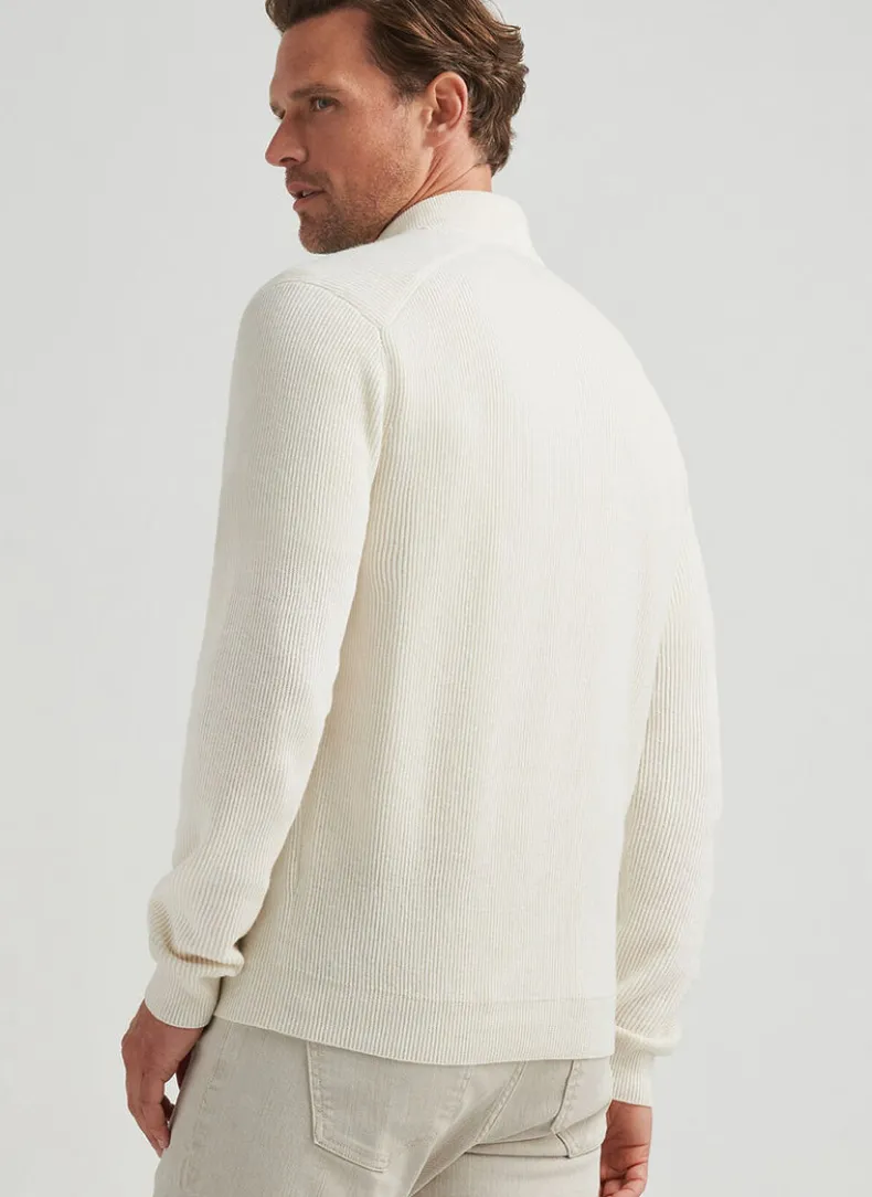 PETER MILLAR REID FULL-ZIP SWEATER - ALMOND