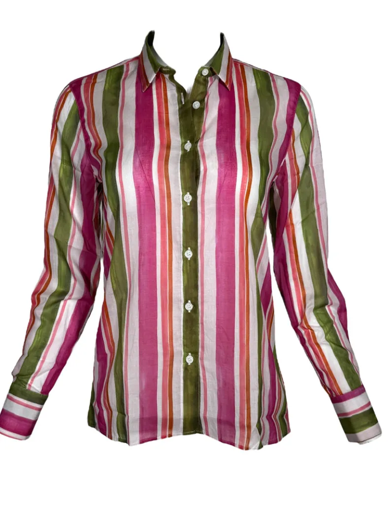 ROBERT FRIEDMAN SHIRT - PINK & GREEN STRIPE