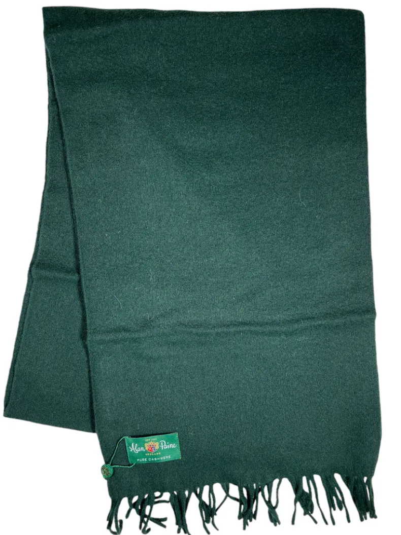 ALAN PAINE RISBURY CASHMERE SOLID SCARF - RACING GREEN