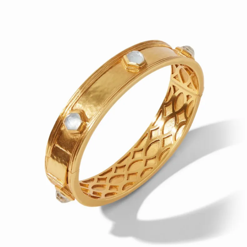 JULIE VOS PALLADIO HINGE BANGLE - IRIDESCENT CLEAR CRYSTAL
