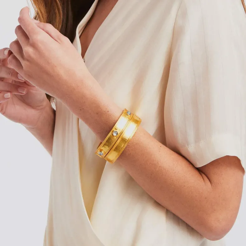 JULIE VOS PALLADIO HINGE BANGLE - IRIDESCENT CLEAR CRYSTAL