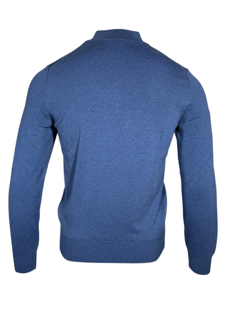 PAUL & SHARK MEN'S COTTON/SILK HALF ZIP SWEATER - DENIM