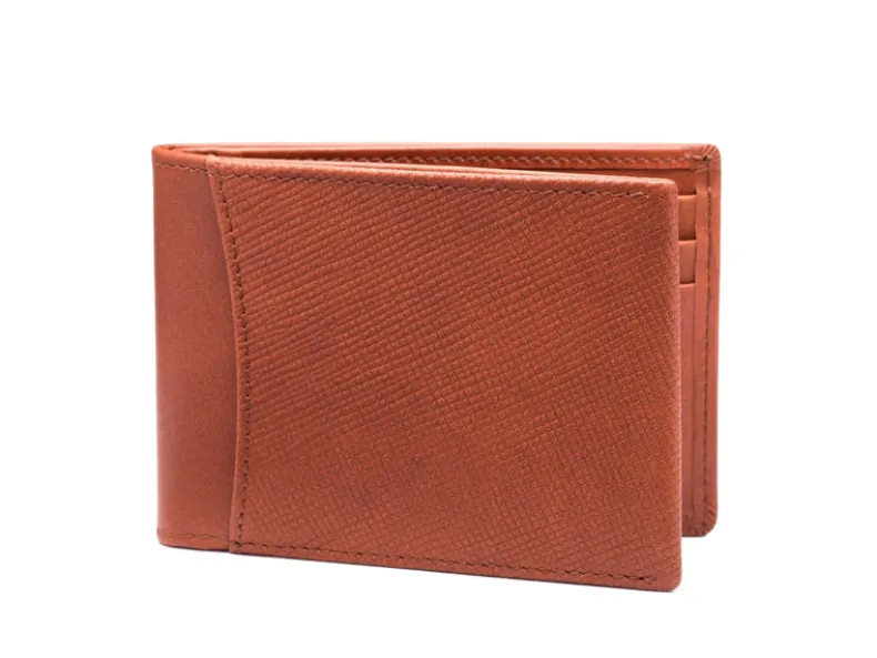 BOSCA 1911 SAFFIANO SMALL BIFOLD WALLET - BROWN