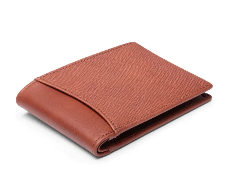 BOSCA 1911 SAFFIANO SMALL BIFOLD WALLET - BROWN