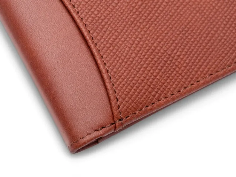 BOSCA 1911 SAFFIANO SMALL BIFOLD WALLET - BROWN