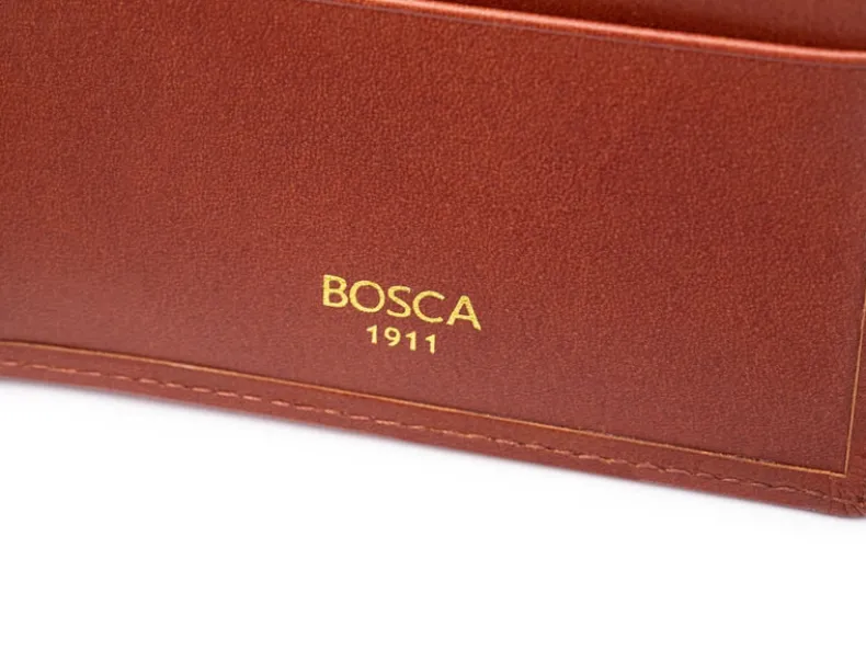BOSCA 1911 SAFFIANO SMALL BIFOLD WALLET - BROWN