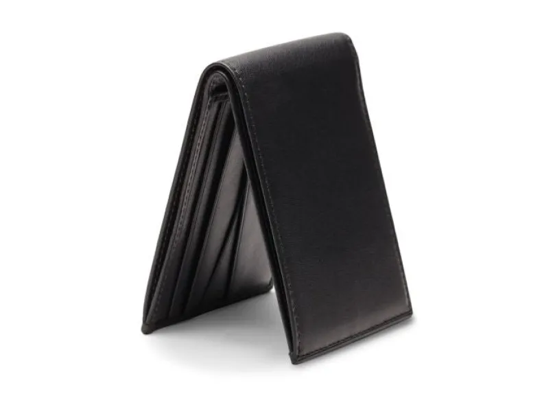 BOSCA 1911 NAPPA VITELLO SMALL BIFOLD WALLET - BLACK