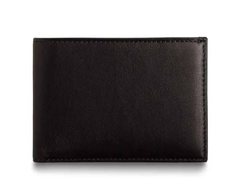 BOSCA 1911 NAPPA VITELLO SMALL BIFOLD WALLET - BLACK