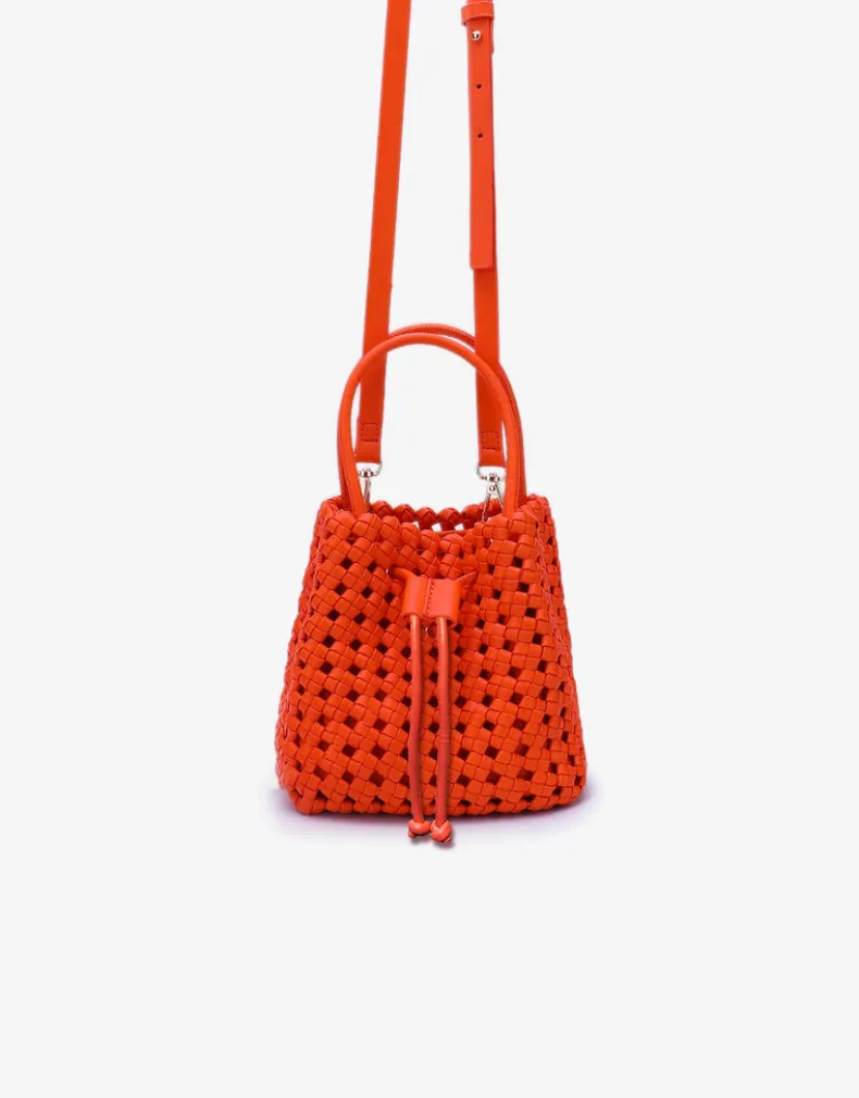 REMI/REID PERRIE BUCKET MINI WOVEN SQUARE BAG - ORANGE