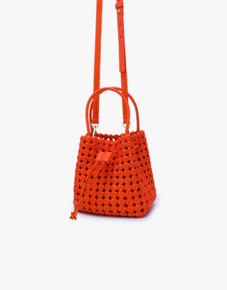 REMI/REID PERRIE BUCKET MINI WOVEN SQUARE BAG - ORANGE