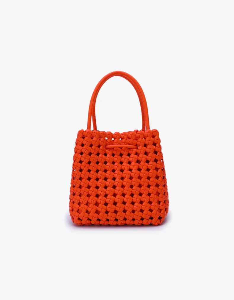 REMI/REID PERRIE BUCKET MINI WOVEN SQUARE BAG - ORANGE