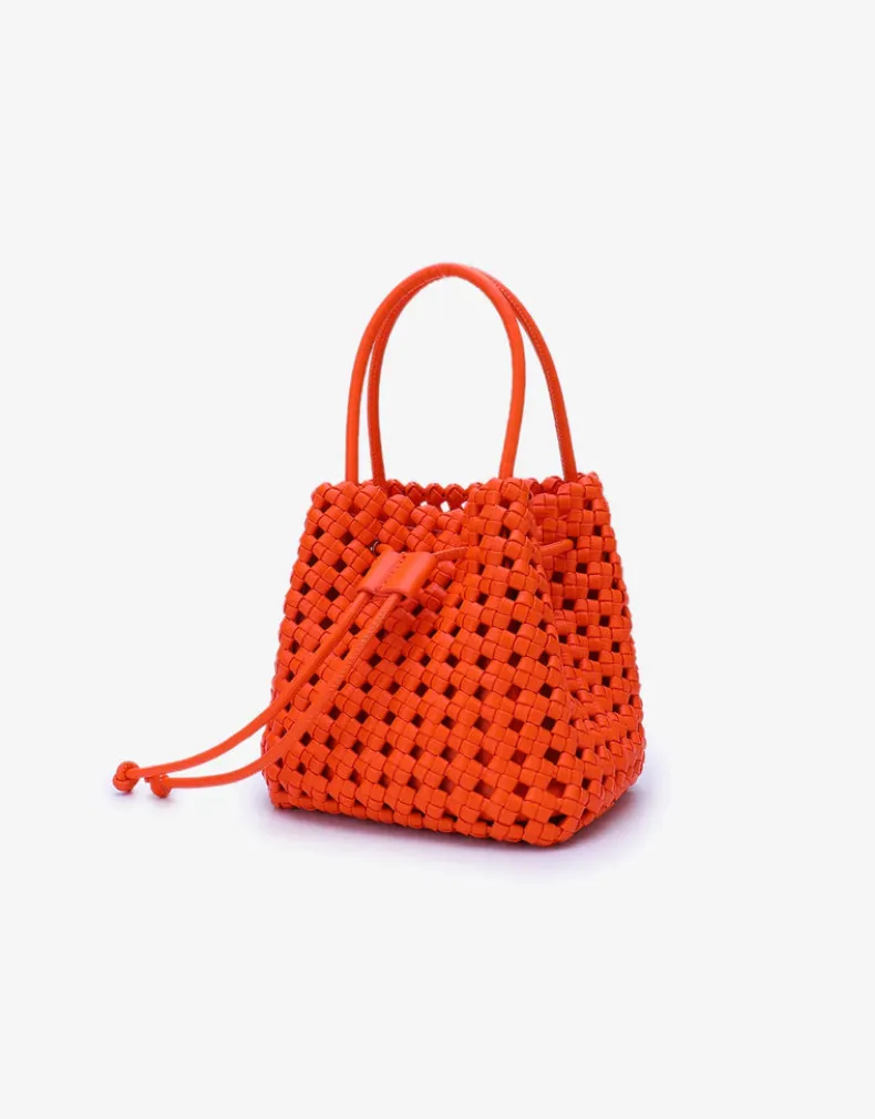 REMI/REID PERRIE BUCKET MINI WOVEN SQUARE BAG - ORANGE