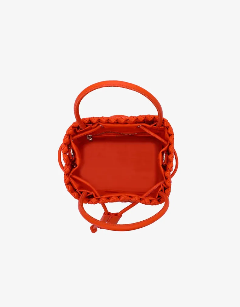 REMI/REID PERRIE BUCKET MINI WOVEN SQUARE BAG - ORANGE