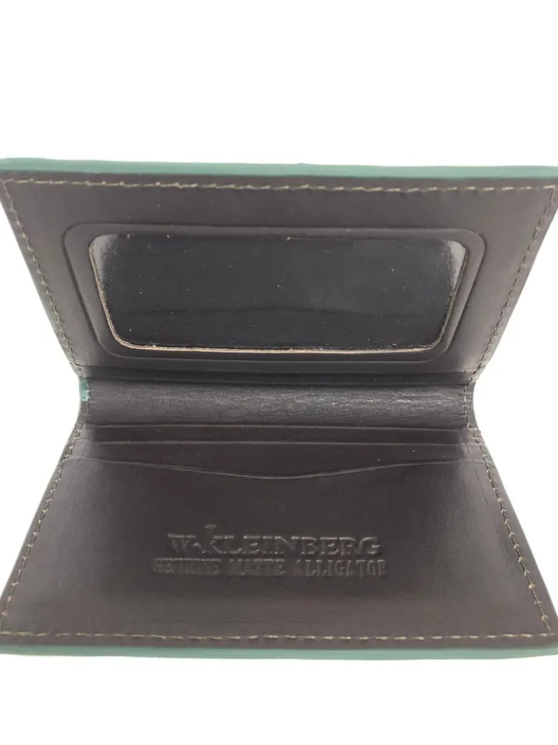 W.KLEINBERG ALLIGATOR ID CARD CASE WALLET - FOREST GREEN